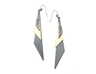 Fishhook Linear Earring- Mixed Metal