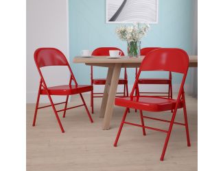 Double Braced Red Metal Folding Chair - Event Chair - Portable Chair
