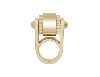 Balenciaga Ring Gold Tone Metal Hardware Gear Cylinder Large Size 6