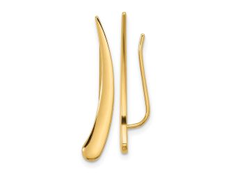 14k Gold Polished Pointed Ear Climber Earrings