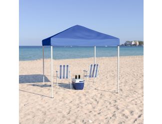 8'x8' Blue Weather Resistant Easy Pop Up Slanted Leg Canopy Tent with Carry Bag