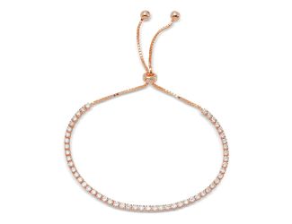 PARIKHS Rose Gold Plated Tennis Adjustable Bracelet with CZ in 925 Sterling Silver