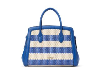 Knott Striped Woven Medium Satchel -  Classic Blue Multi
