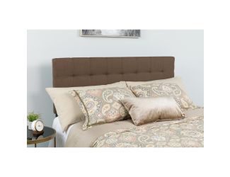 Quilted Tufted Upholstered Full Size Headboard in Dark Brown Fabric