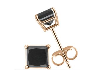 PARIKHS Black Princess cut Diamond Stud 14k Rose Gold 0.50ct