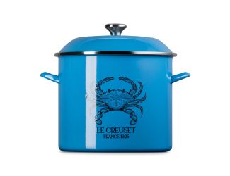 16qt Enamel on Steel Blue Crab Stockpot Light Marseille