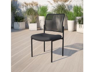 Comfort Black Mesh Stackable Steel Side Chair - Reception Seating - Guest Chair