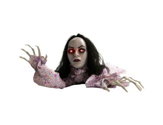 Animatronic Haunted Crawling Lady with Lights and Sound, Indoor or Covered Outdoor Halloween Decorat