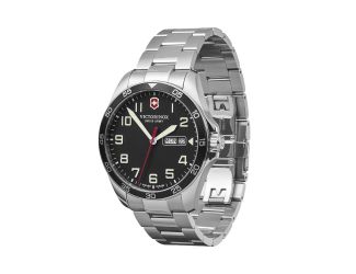 FieldForce, 42, black dial, silver stainless steel bracelet
