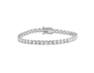 Bright White Privilege Round Lab Grown Diamond Tennis Bracelet in 14K White Gold 9.50ct,EF,VS1 VS2