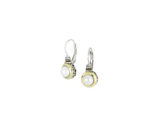 Perola White Seashell Pearl French Wire 8mm Earring. 1-1/8"L x 1/2"W