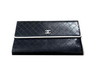 Chanel Vintage Classic Flap Black and White 3 Fold Bicorelle Wallet