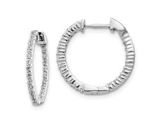 14K White Gold Spotlight Lab Grown Diamond In and Out Hinged Hoop Earrings, .49ctw