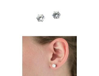 Diamond CZ Solitaire Post Earrings