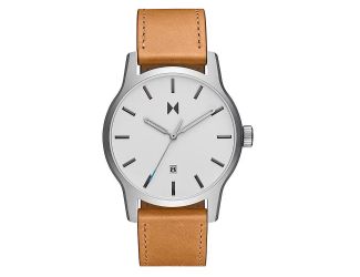 Mens Classic II Camel Tan Leather Strap Watch White Dial
