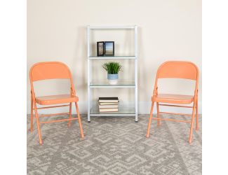 2 Pack Twisted Citron Triple Braced Metal Folding Chair