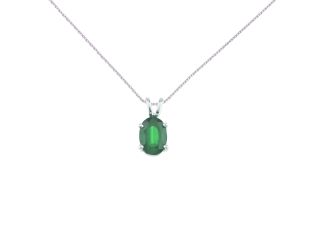 14K White Gold Oval Emerald Pendant