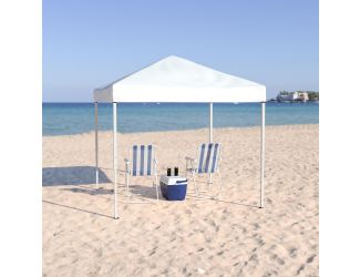 8'x8' White Weather Resistant Easy Pop Up Slanted Leg Canopy Tent with Carry Bag