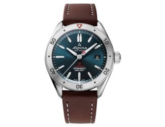 Alpiner 4 Automatic Brown Leather Strap Watch Blue Dial