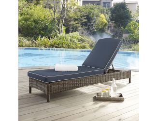 Bradenton Chaise Lounge With Navy Cushions