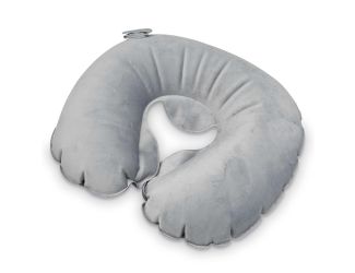 Compact Inflatable Neck Pillow w/ Pouch Gray