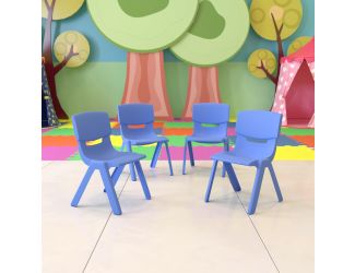 4 Pack Blue Plastic Stackable School Chair with 10.5"H Seat, Preschool Chair