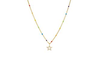 Pave Star Multi Color Beaded Necklace