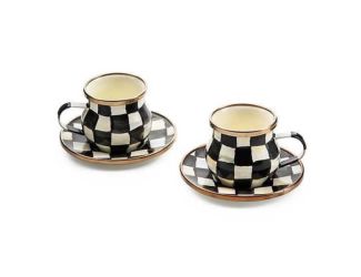 Sterling Check Espresso Cup & Saucer Set