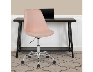 Mid-Back Pink Fabric Task Office Chair with Pneumatic Lift and Chrome Base
