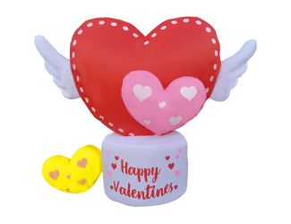 5-Ft. Light Up Valentine's Day Flying Hearts with Wings Inflatable