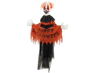 Clown Animatronic Tree Hugger with Movement, Sounds, and Light-Up Eyes for Scary Outdoor Halloween D