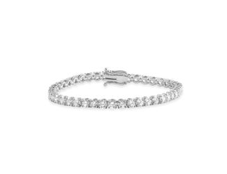 Bright White Privilege Round Lab Grown Diamond Tennis Bracelet in 14K White Gold 7.50ct,EF,VS1 VS2