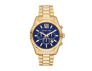 Mens Lexington Chronograph Gold-Tone Stainless Steel Watch Blue Dial