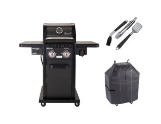 Revolution Grilling Kit with 2-Burner Propane Gas BBQ Grill, Heavy-Duty Cover, and 3-Piece Tool Set