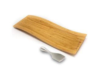 Bamboo 2pc Wavy Board Set/ Cheese Knife