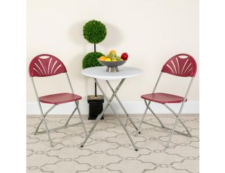 2PK 650 lb. Rated Burg Plastic Fan Back Folding Chair-Commercial & Event Chairs