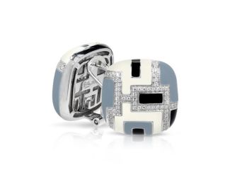 Belle Etoile Round Cubic Zirconia studded Art Deco Earrings - 925 Sterling Silver.