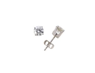 14k White Gold Diamond Solitaire Earrings .20twt