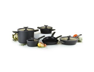 Leo 10pc Ceramic NS Cookware Set, Dark Grey