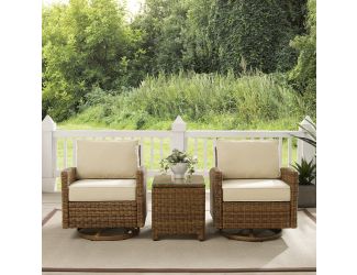 Bradenton 3Pc Outdoor Wicker Swivel Rocker Chair Set
