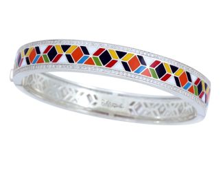 Belle Etoile Forma - Multicolor Enamel and White CZ Bangle. Latch.