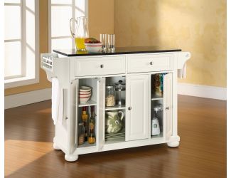 Alexandria Black Granite Top Kitchen Island (White)