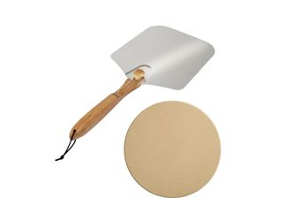 Old Stone Pizza Kitchen - Traditional Pizza Stone & Pizza Peel Bundle
