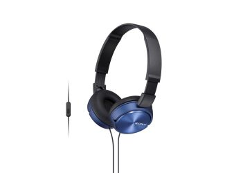 Full Size Stereo Headphones w/ In-line Mic Blue