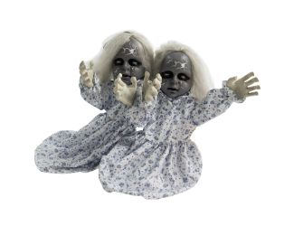21-In. Sinister Sisters the Animatronic Zombie Twins, Indoor or Covered Outdoor Halloween Decoration