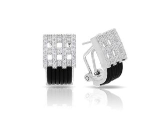 Belle Etoile Round Cubic Zirconia studded Black background Vista Earrings - 925 SS.