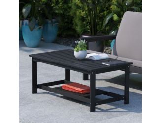 Indoor/Outdoor Poly Resin 2-Tier Adirondack Coffee Table - Black