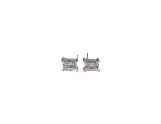 Silver Plated Emerald Cut CZ Stud Earrings