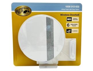 Hampton Bay Wireless Doorbell in White with Gray Fabric