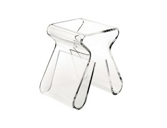 Mango Stool W/Magazine Rack Clear